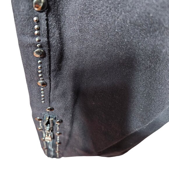 Black Denim Jeans With Rhinestone Embellishments & Zipper Ankle Detail For Women - Picture 2 of 9